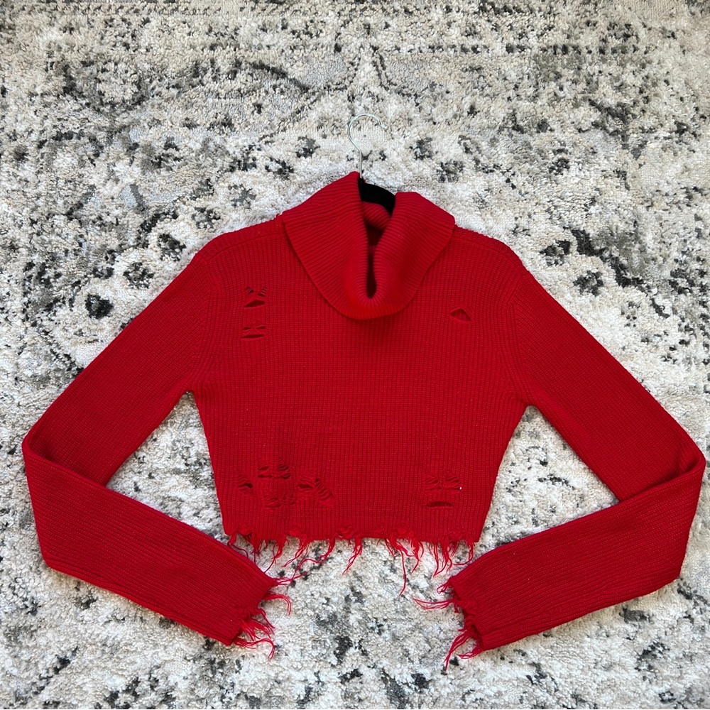 🔥Distressed Cropped Turtle Neck - Picture 7 of 12